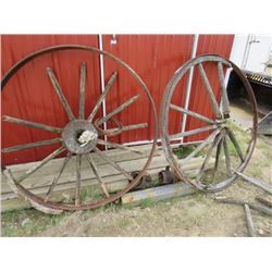 LOT OF 2 WAGON WHEEL PARTS (YARD ART)