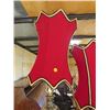 Image 2 : LOT OF 2 LAMPS WITH RED VELVET SHADES (ANTIQUE) *1-41 INCHES TALL, 1-34 INCHES TALL*