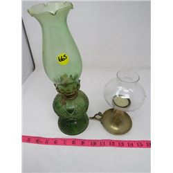 LOT INCLUDING A CANDLE LAMP AND OIL LAMP