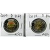 Image 1 : LOT OF 2 TWO DOLLAR COINS (2019) *CANADA* (D-DAY)