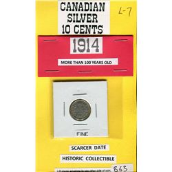 TEN CENT COIN (1914) *CANADA* (SILVER)