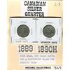 Image 1 : LOT OF 2 25 CENT COINS ( 1889-1890H) *CANADA* (SILVER)