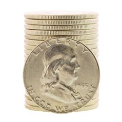 Roll of (20) Brilliant Uncirculated 1955 Franklin Half Dollar Coins