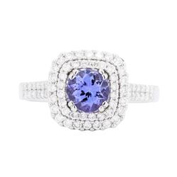 18KT White Gold 1.16 ctw Tanzanite and Diamond Ring