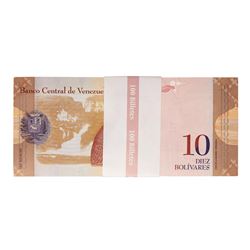 Pack of (100) Uncirculated 2013 Republic of Venezuela 10 Bolivares Bank Notes