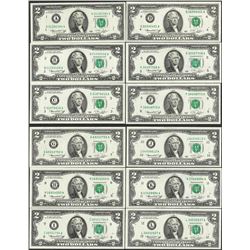 District Set of (12) 1976 $ Federal Reserve Notes