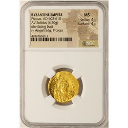 AD 602-610 Phocas Byzantine Empire Solidus Ancient Gold Coin NGC MS