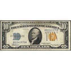 1934A $10 Silver Certificate WWII Emergency North Africa Note