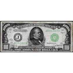 1934A $1,000 Federal Reserve Note Kansas City