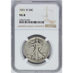 1921-D Walking Liberty Half Dollar Coin NGC VG8