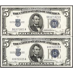 Lot of (2) 1934D $5 Silver Certificate Notes