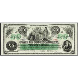 1872 $20 State of South Carolina Revenue Bond Obsolete Note Low Serial Number