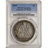 Image 1 : 1843 $1 Liberty Seated Silver Dollar Coin PCGS AU Detail Nice Toning
