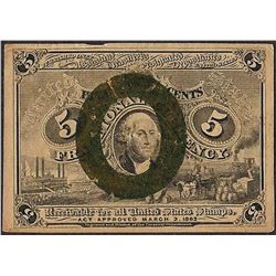 March 3, 1863 Five Cents Second Issue Fractional Currency Note