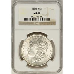 1890 $1 Morgan Silver Dollar Coin NGC MS62