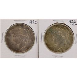Lot of 1925 & 1926-S $1 Peace Silver Dollar Coins