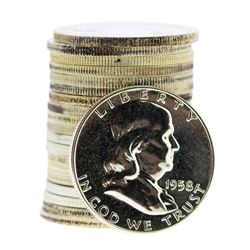 Roll of (20) Proof 1958 Franklin Half Dollar Coins