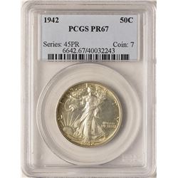 1942 Proof Walking Liberty Half Dollar Coin PCGS PR67