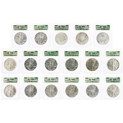 Set of 1986-2002 $ American Silver Eagle Coins ICG MS69