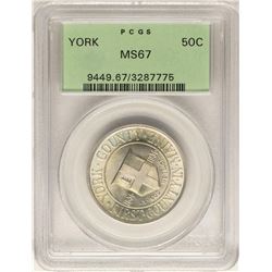 1936 York County Commemorative Half Dollar Coin PCGS MS67 Old Green Holder