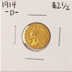 1914-D $2 1/2 Indian Head Quarter Eagle Gold Coin