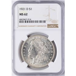 1921-D $1 Morgan Silver Dollar Coin NGC MS62
