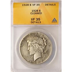 1928 $1 Peace Silver Dollar Coin ANACS VF35 Details