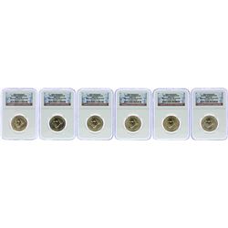 Lot of (6) 2007 George Washington Presidential Dollar Coins NGC Brilliant Uncirc