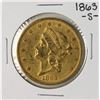 Image 1 : 1863-S $20 Liberty Head Double Eagle Gold Coin