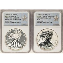 2013-W West Point Set $1 American Silver Eagle Coins NGC PF69/SP69 Enhanced Fini