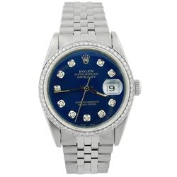 Rolex Datejust Stainless Steel 36mm Blue Diamond Dial Watch