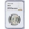 Image 1 : 1942-D Walking Liberty Half Dollar Coin NGC MS65