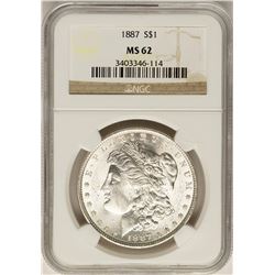 1887 $1 Morgan Silver Dollar Coin NGC MS62