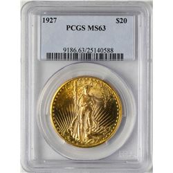1927 $20 St. Gaudens Double Eagle Gold Coin PCGS MS63
