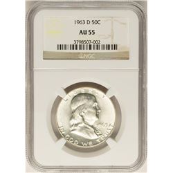 1963-D Franklin Half Dollar Coin NGC AU55