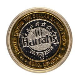.999 Fine Silver Harrah's Casino Reno, NV $10 Limited Edition Gaming Token