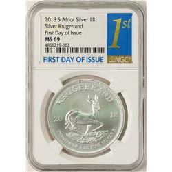 2018 South Africa Krugerrand Silver Coin NGC MS69 First Day of Issue