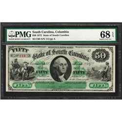 1872 $50 State of South Carolina Revenue Bond Obsolete Note PMG Superb Gem Unc.