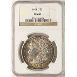 1921-D $1 Morgan Silver Dollar Coin NGC MS63