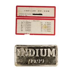 1.034 Kilogram 99.99% Indium Metal Bar