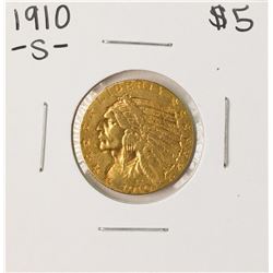 1910-S $5 Indian Head Half Eagle Gold Coin