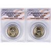 Image 1 : Lot of (2) 2008 Presidential Oath Dollar Coins ANACS MS65