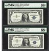 Image 1 : Lot of (2) Consecutive 1957A $1 Silver Certificate Notes PMG Superb Gem Unc. 68E
