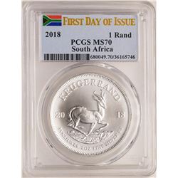 2018 South Africa Krugerrand Silver Coin PCGS MS70 First Issue