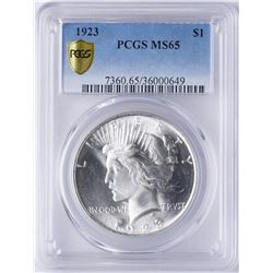 1923 $1 Peace Silver Dollar Coin PCGS MS65