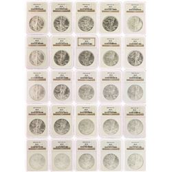 Set of (25) 1986-2010 $1 American Silver Eagle Coins NGC MS69