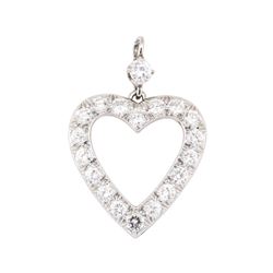 Platinum 1.40 ctw Diamond Heart Pendant
