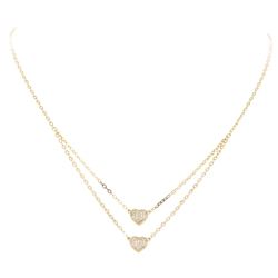 14KT Yellow Gold 0.38 ctw Diamond Double Heart Necklace