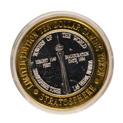 .999 Fine Silver Stratosphere Las Vegas, Nevada $10 Limited Edition Gaming Token