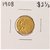 Image 1 : 1908 $2 1/2 Indian Head Quarter Eagle Gold Coin